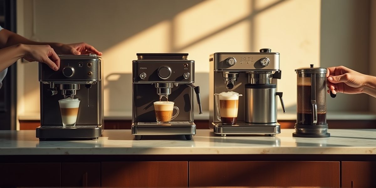 Полуавтоматическая кофемашина в домашней кухне