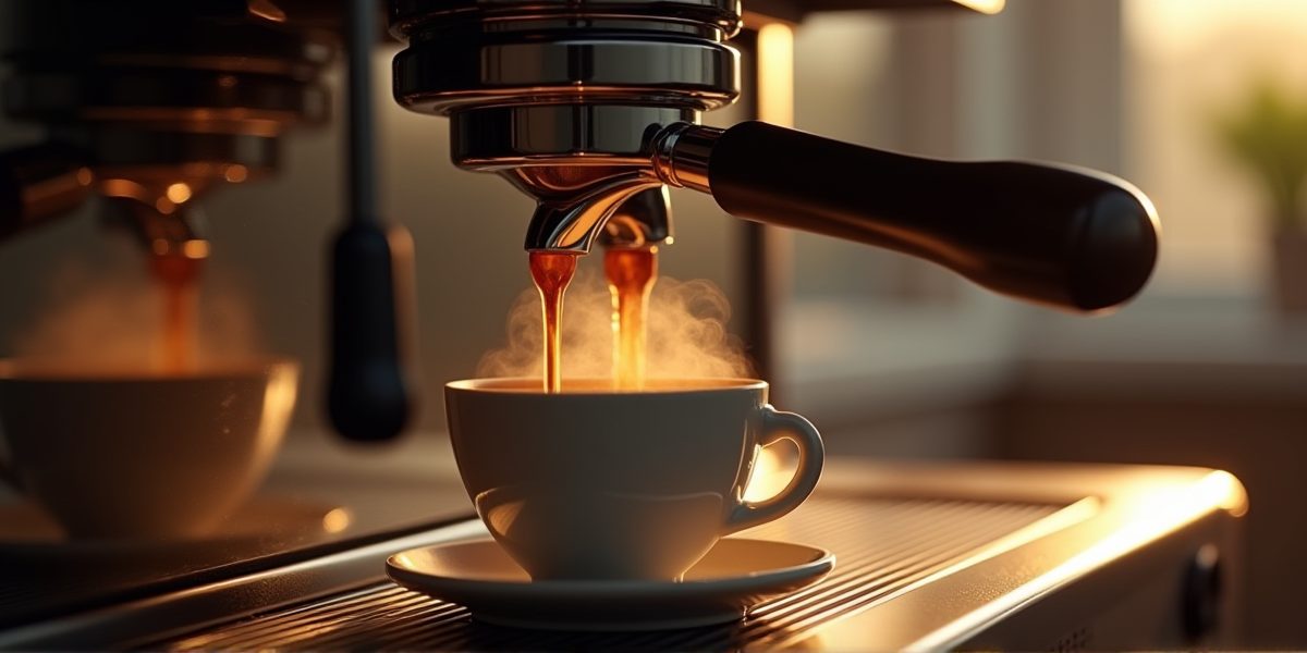 Рожковая кофемашина в интерьере кухни