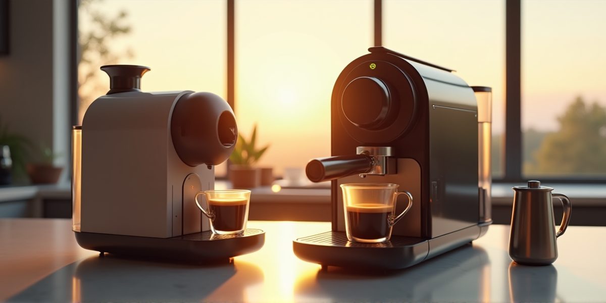 Рожковая кофемашина в интерьере