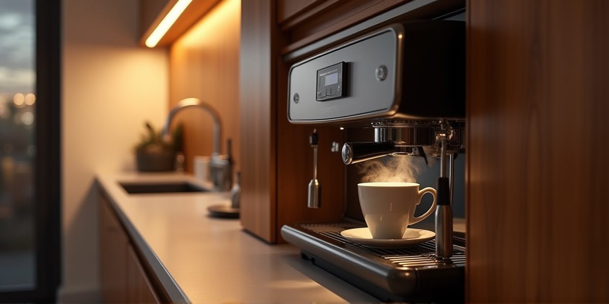 Встраиваемая кофемашина в интерьере кухни
