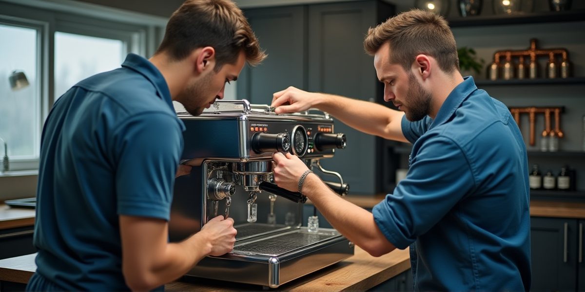 Современная кофемашина в белом корпусе