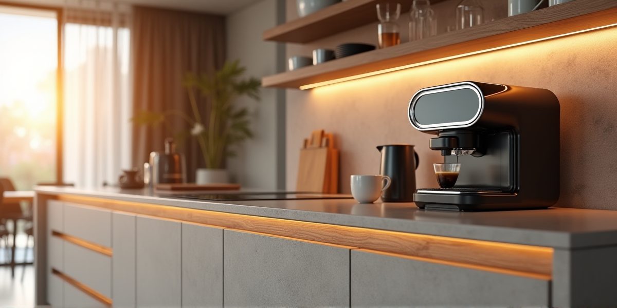 Кухонный остров с встроенной кофемашиной