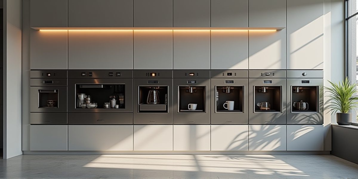 Современная встраиваемая кофемашина в интерьере