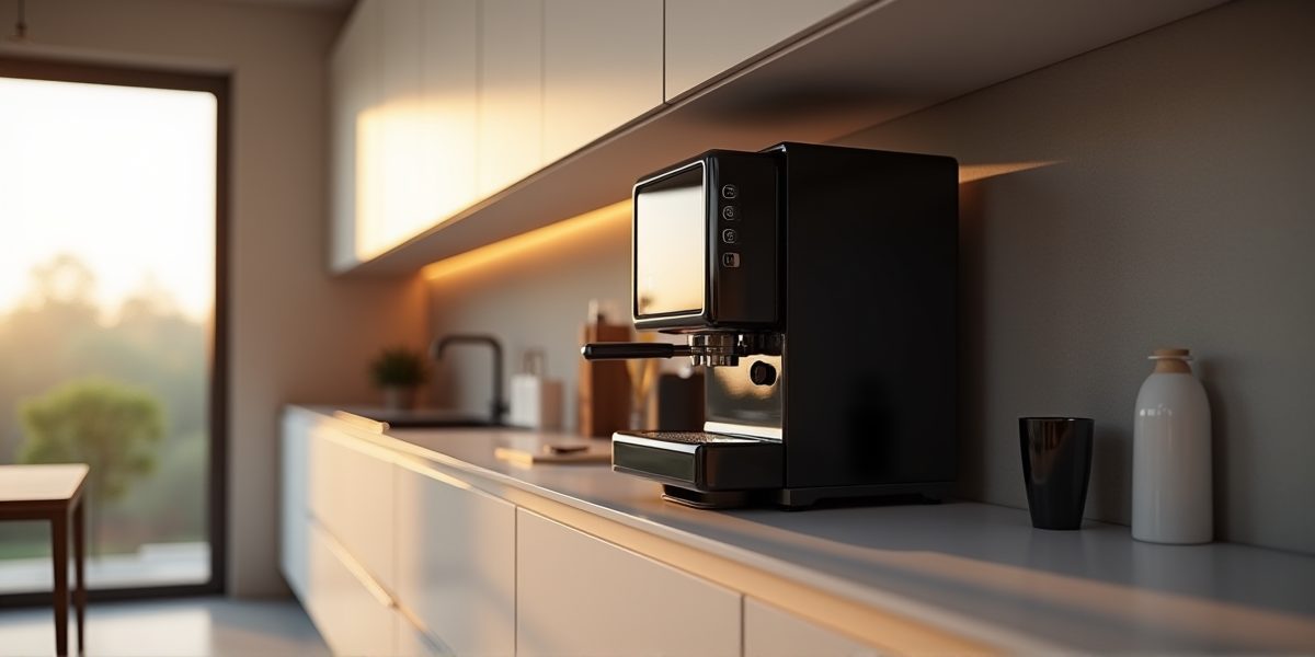 Пример встроенной кофемашины в кухонной мебели