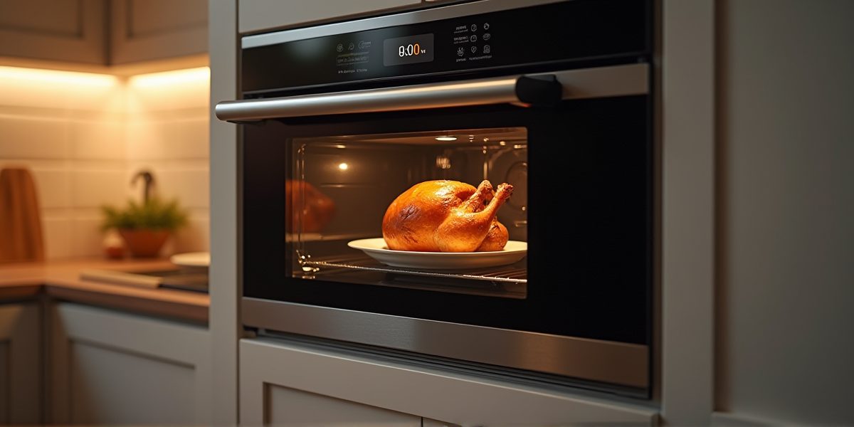 Микроволновка в процессе разогрева еды