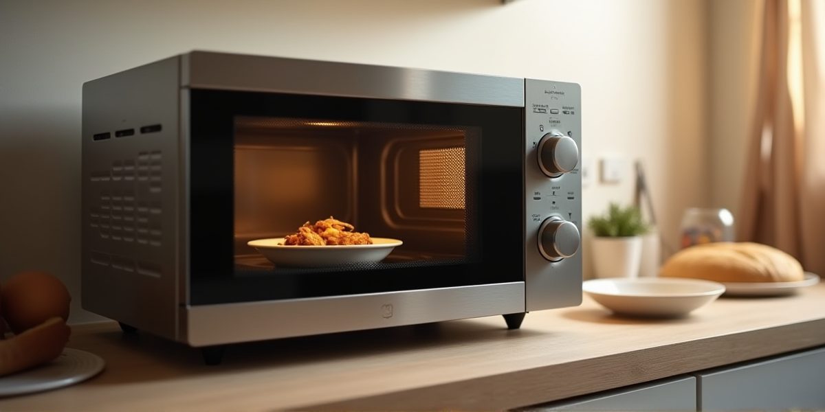 Микроволновка в углу кухни