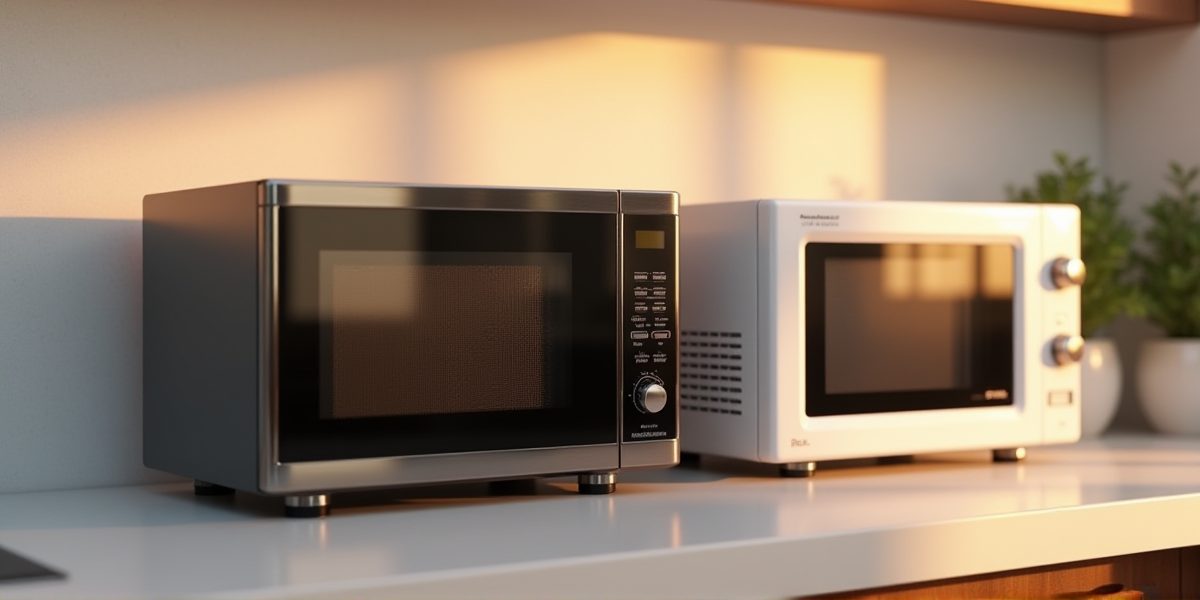 Белая микроволновка в интерьере