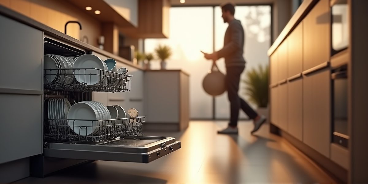 Узкая посудомойка в интерьере