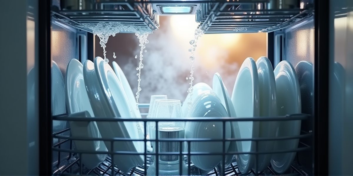 Посудомоечная машина с загруженной посудой