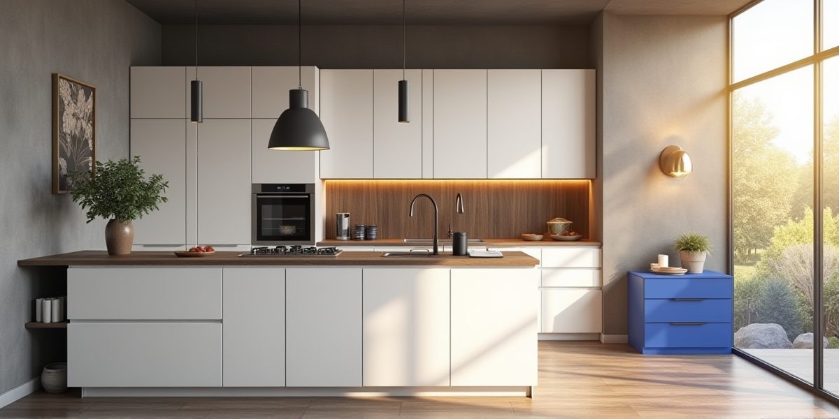 Фасад из нержавеющей стали на кухне