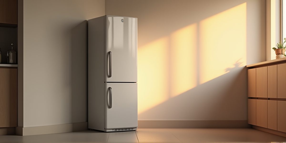 Компактный холодильник в интерьере маленькой кухни