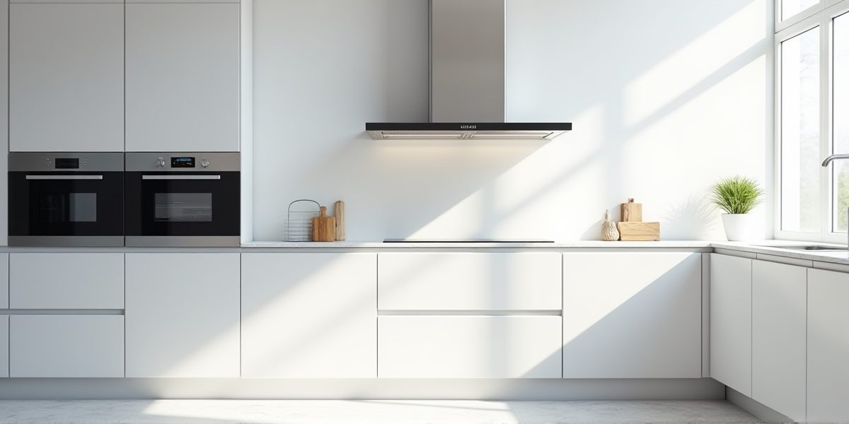 Современная кухня с техникой в глянцевом стиле