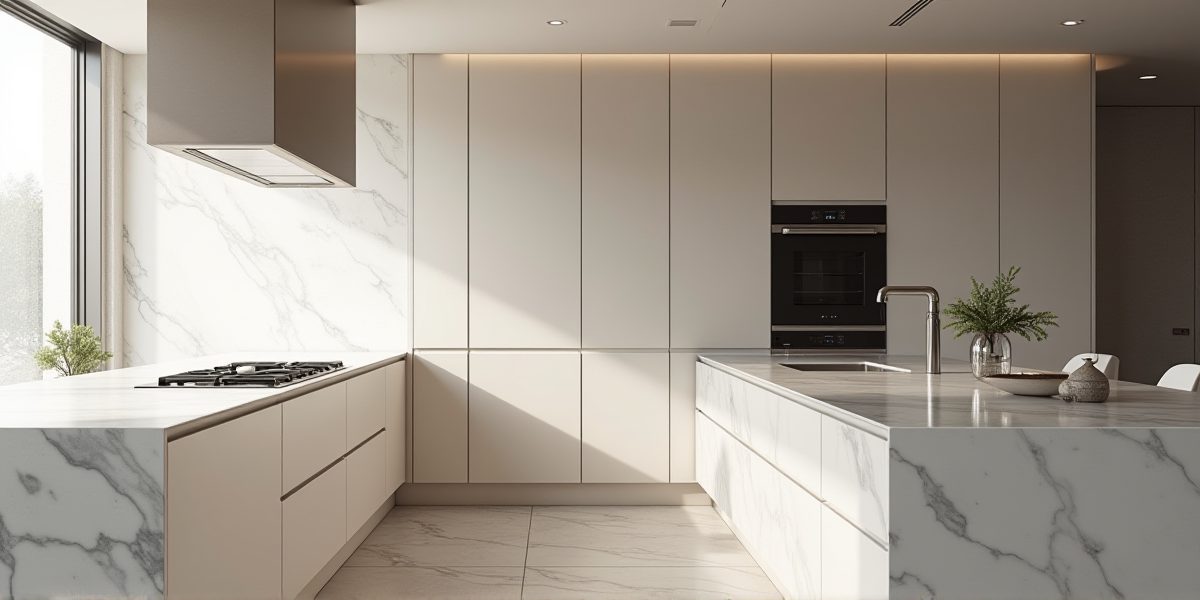 Современная кухня с встроенной техникой и скрытыми элементами управления