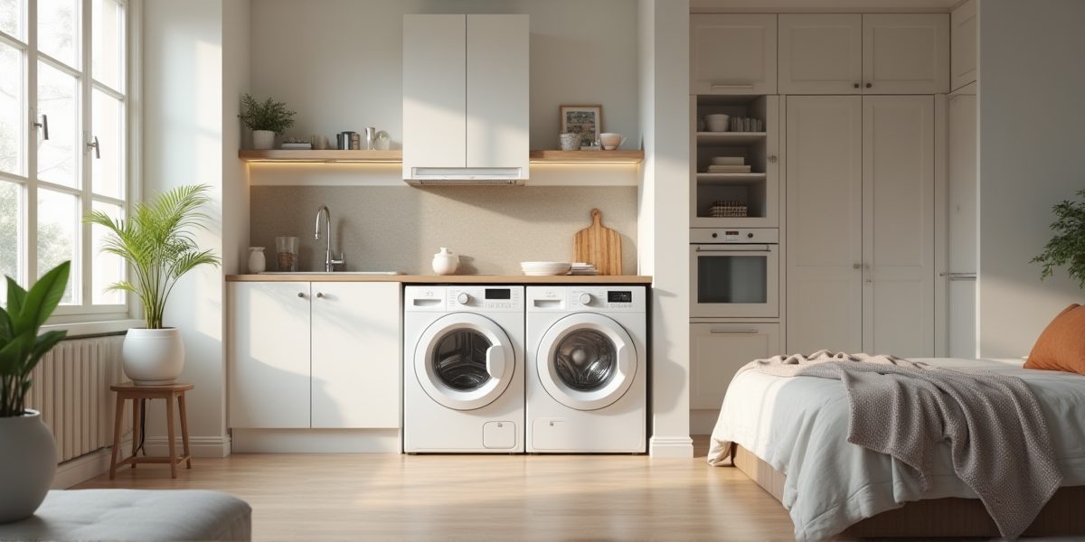 Стиральная машина в интерьере современной кухни