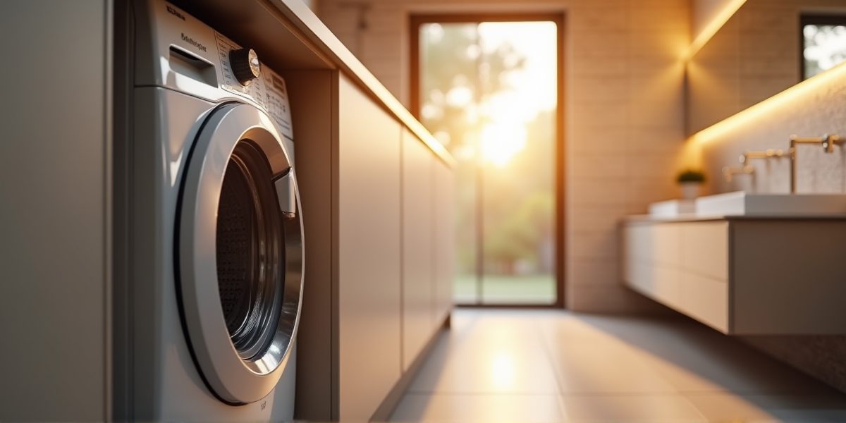 Встраиваемая стиральная машина в интерьере кухни