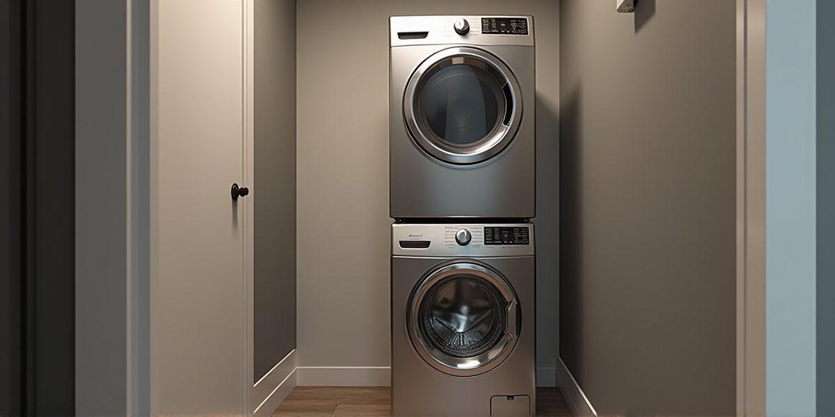 Сушильная машина над стиральной в вертикальной колонне