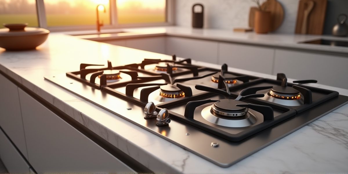 Газовая варочная панель в интерьере современной кухни