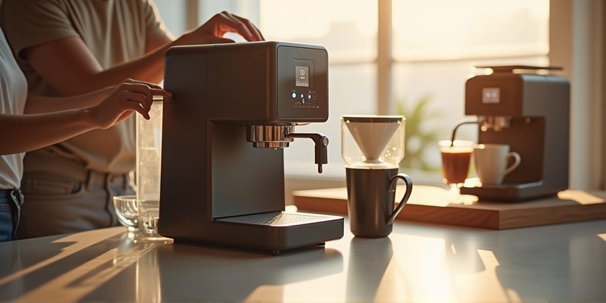 Кофемашина-автомат в кухонном шкафу